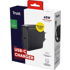 ALIMENTATORE/CARICABATTERIA 65W USB-C GAN - CAVO RICARICA INCLUSO - PLASTICA RICICLATA 50% - TRUST MAXO - NERO