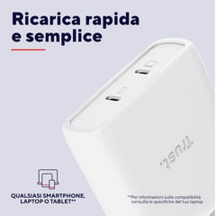 ALIMENTATORE/CARICABATTERIA 100W 2 PORTE USB-C GAN - PLASTICA RICICLATA 50% - TRUST MAXO - BIANCO