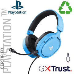 CUFFIE GAMING CABLATE JACK 3,5MM PLAYSTATION® PS5™ CERTIFICATE, DRIVER 50MM - PLASTICA RICICLATA 50% - TRUST GXT498B FORTA - BLU