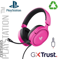 CUFFIE GAMING CABLATE JACK 3,5MM PLAYSTATION® PS5™ CERTIFICATE, DRIVER 50MM - PLASTICA RICICLATA 50% - TRUST GXT498P FORTA - ROSA