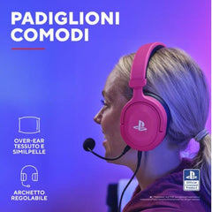 CUFFIE GAMING CABLATE JACK 3,5MM PLAYSTATION® PS5™ CERTIFICATE, DRIVER 50MM - PLASTICA RICICLATA 50% - TRUST GXT498P FORTA - ROSA