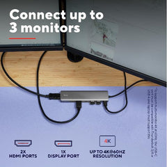 ADATTATORE DOCKING STATION MULTIPORT 7 IN 1, 2 HDMI 4K (60HZ)+ 1 DP  4K (60HZ)+ 2 USB-A 3.2 + 1 USB-C PD - TRUST DALYX 7-IN-1 - ALLUMINIO