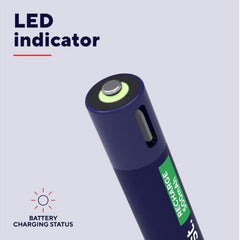 4 PZ BATTERIE AAA RICARICABILI VIA USB-C - BLU