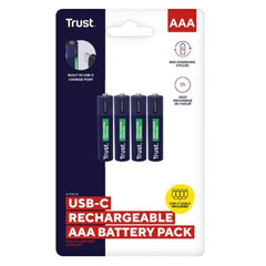 4 PZ BATTERIE AAA RICARICABILI VIA USB-C - BLU