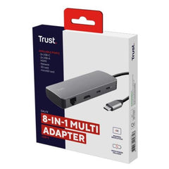 ADATTATORE DOCKING STATION MULTIPORT 8 IN 1, 1 HDMI  4K (60HZ)+ 1 LAN + 1 SD/MICRO SD READER + 2P USB-A + 2P USB-C TRUST DALYX 8-IN-1 - ALLUMINIO