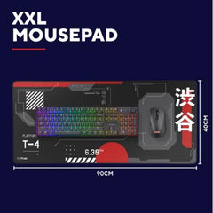 TAPPETINO/MOUSEPAD XXL - LAVABILE - PROTEGGI SCRIVANIA MISURA 930x400 - TRUST GXT 759 - JAPAN NERO