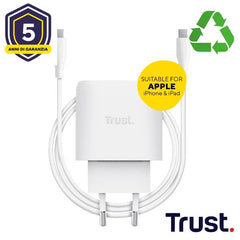 ALIMENTATORE 45W USB-C PER APPLE - PLASTICA RICICLATA 50% - TRUST MAXO F/APPLE BIANCO