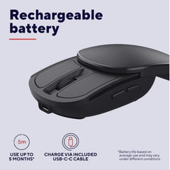 MOUSE WIRELESS USB-C RICARICABILE RICHIUDIBILE TASCABILE - 2400DPI - TRUST ZYLO - NERO