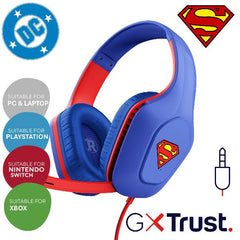 CUFFIE GAMING CABLATE JACK 3,5MM MULTIPIATTAFORMA, SUPERMAN LICENZIATE DC, DRIVER 50MM - TRUST GXT415SM ZIROX - BLU