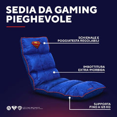 SEDIA GAMING DA PAVIMENTO PIEGHEVOLE LICENZIATA (DC) SUPERMAN - TRUST GXT 718SM RAYZEE - BLU