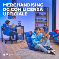 SEDIA GAMING DA PAVIMENTO PIEGHEVOLE LICENZIATA (DC) SUPERMAN - TRUST GXT 718SM RAYZEE - BLU