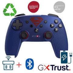 CONTROLLER GAMEPAD MULTICONNECT WIRELESS 2,4GHz + BT + CAVO PER CONSOLE E PC - PLASTICA RICICLATA 75% -  TRUST GXT542SM MUTA SUPERMAN