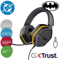 CUFFIE GAMING CABLATE JACK 3,5MM LICENZIATE BATMAN - MULTIPIATTAFORMA OVER-EAR, DRIVER 50MM - TRUST GXT492SM CARUS - NERO