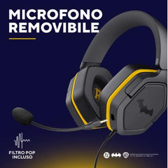 CUFFIE GAMING CABLATE JACK 3,5MM LICENZIATE BATMAN - MULTIPIATTAFORMA OVER-EAR, DRIVER 50MM - TRUST GXT492SM CARUS - NERO