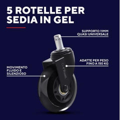 RUOTE ANTIGRAFFIO IN GEL PER SEDIA - TRUST GXT 702 - NERO