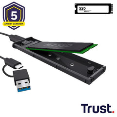 CASE/CUSTODIA HDD SSD NMVe M.2 USB USB-C + USB-A TRUST - NERO