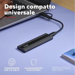 CASE/CUSTODIA HDD SSD NMVe M.2 USB USB-C + USB-A TRUST - NERO