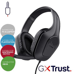 CUFFIE GAMING CABLATE JACK 3,5MM PER CONSOLE, DRIVER 50MM - TRUST GXT417 ZIROX - NERO