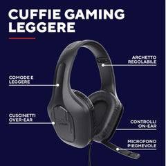 CUFFIE GAMING CABLATE JACK 3,5MM PER CONSOLE, DRIVER 50MM - TRUST GXT417 ZIROX - NERO