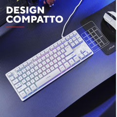 TASTIERA GAMING (COMPATTA TKL) CABLATA ILLUMINATA - LAYOUT ITALIANO - TRUST GXT833W THADO TKL - BIANCO