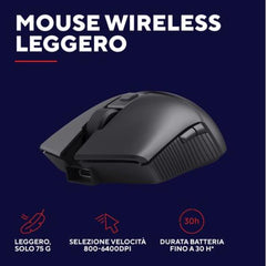 SET GAMING WIRELESS TASTIERA + MOUSE RICARICABILI RGB - BATTERIA LUNGA DURATA - LAYOUT ITALIANO - TRUST GXT 832 THADO COMBO - NERO
