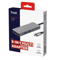 ADATTATORE DOCKING STATION MULTIPORT 5 IN 1, 1 HDMI 4K(60HZ),  1 USB-C PD, 1 USB-C, 2 USB-A 3.2 - TRUST DALYX 5-IN-1 - ALLUMINIO