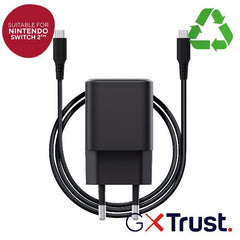 CARICA BATTERIA/ALIMENTATORE 65W GaN ULTRACOMPATTO PER NINTENDO SWITCH II - PLASTICA RICICLATA 100% - TRUST GXT 1258 - NERO