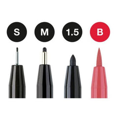 Penna Pitt Artist Pen, Set 4, (S, M, 1.5, B)