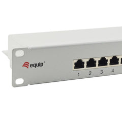 EQUIP - PATCH PANEL 16-PORTE CAT.6 SCHERMATO 19" 1U, Grigio Chiaro