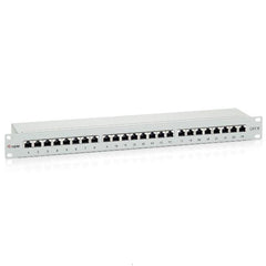 EQUIP - PATCH PANEL 24-PORTE CAT.6 PREMIUM SCHERMATO 1U 19", Grigio Chiaro