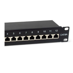 EQUIP - PATCH PANEL 12-PORTE CAT.6a SCHERMATO, 1U 10" - Nero