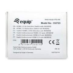 EQUIP - SWITCH HDMI 2-PORTE BI-DIREZIONALE 4K/60Hz
