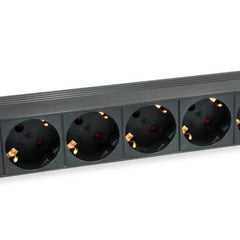 EQUIP - MULTIPRESA 9-BAY SCHUKO DIN49440, 1U 19" spina Shucko CEE7/7 90" angolata