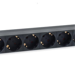 EQUIP - MULTIPRESA 8-BAY SCHUKO DIN49440, Spina Schuko DIN49440, Spina IEC320 C14, 1U 19" con interruttore, Alluminio