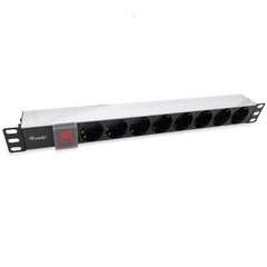 EQUIP - MULTIPRESA 8-BAY SCHUKO CEE7/4 1U 19" con interruttore, Alluminio