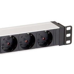 EQUIP - MULTIPRESA 8-BAY SCHUKO CEE7/4 1U 19" con interruttore, Alluminio