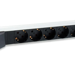 EQUIP - MULTIPRESA 6-BAY SCHUKO (DIN49440) 1U 19" con Circuit Breaker, Alluminio