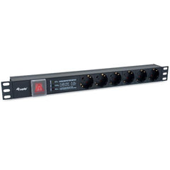 EQUIP - MULTIPRESA 6-BAY SCHUKO (DIN49440) 1U 19" con protezione da sovratensione, filtro di linea integrato