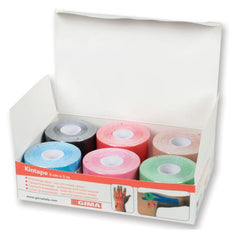 TAPING KINESIOLOGIA 5 m x 5 cm - mix 6 colori - 6 PEZZI