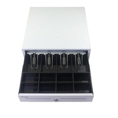 EQUIP - Cassetto registratore di cassa per sistema POS, 4 scomparti per banconote, 8 slot per monete rimovibili, connettore RJ11
