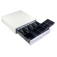 EQUIP - Cassetto registratore di cassa per sistema POS, 4 scomparti per banconote, 8 slot per monete rimovibili, connettore RJ11