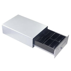 EQUIP - Cassetto registratore di cassa per sistema POS, 4 scomparti per banconote/4 monete, slot per monete rimovibili, connettore RJ11
