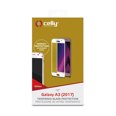 3DGLASS - Vetro 9H con bordo colorato bianco per schermo curvo compatibile con Samsung Galaxy A3 2017