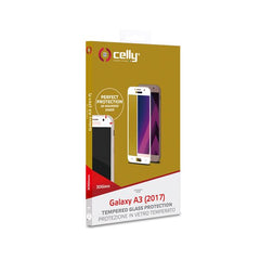 3DGLASS - Vetro 9H con bordo colorato bianco per schermo curvo compatibile con Samsung Galaxy A3 2017