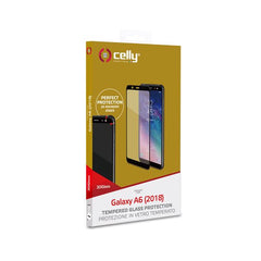 3DGLASS - Vetro 9H con bordo colorato nero per schermo curvo compatibile con Samsung Galaxy A6 2018