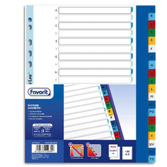 DIVISORI ALFABETICI A-Z A 20 TACCHE COLORATE CONF.25