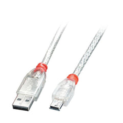 Cavo USB 2.0 Tipo A a Mini-B, Trasparente, 5m