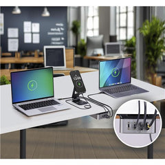 Caricatore USB-C a 4 porte multidispositivo, 240W totali, porta singola 140W EPR, PD 3.1, porte con blocco a vite, montaggio su superficie, ideale per sale riunioni