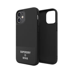 SUPERDRY - Cover in TPU+Policarbonato flessibile anti-urto con intarsiatura in tela colore nero compatibile con Apple iPhone 12 Mini