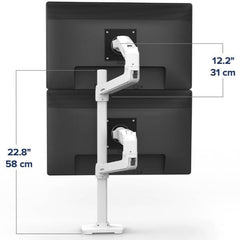 BRACCIO PER DUE DISPLAY SOVRAPPOSTI-ASTA ALTA (BIANCO)